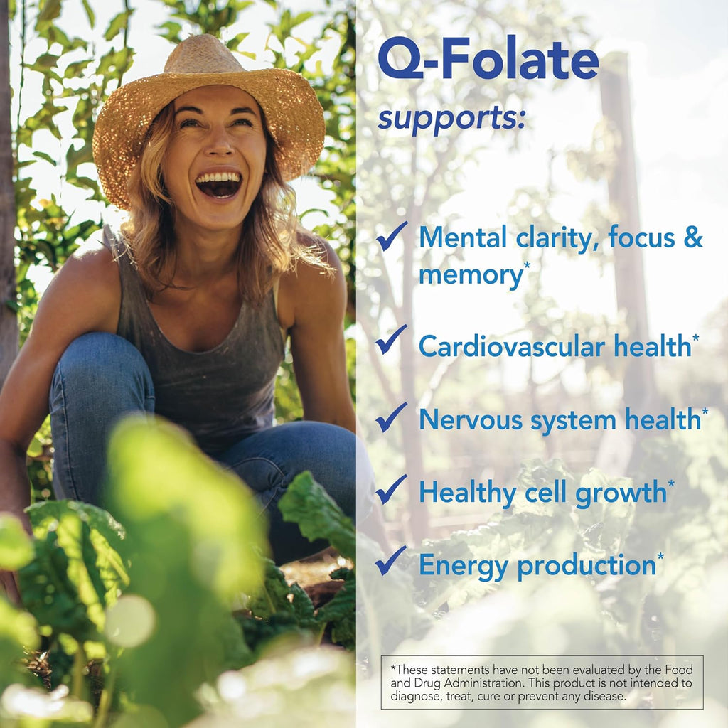 Patient One Q-Folate 800mcg | Complemento de Metilfolato (5-MTHF) para Energía, Salud Cerebral y Cardíaca* | 60 Cápsulas
