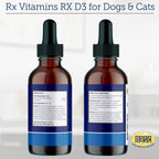 Rx Vitamins Rx D3 - Gotas de vitamina D3 para perros y gatos en aceite MCT (59ml)
