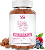 VITA GLOBE Hair, Skin & Nails + Collagen Gummies – 20mg con Vitaminas A, C, D, E, B6 y Biotina, Suplemento de Belleza y Bienestar para el Cabello, Piel y Uñas, 60 Gominolas (Envase de 1)