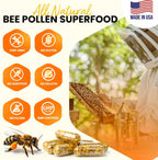 HONEYBEEZONE – Gránulos de Polen de Abeja Crudo 100% en 60 Cápsulas Vegetales – Alto en Complejo B para Metabolismo y Energía – Sin Gluten y No GMO – Proteínas y Antioxidantes