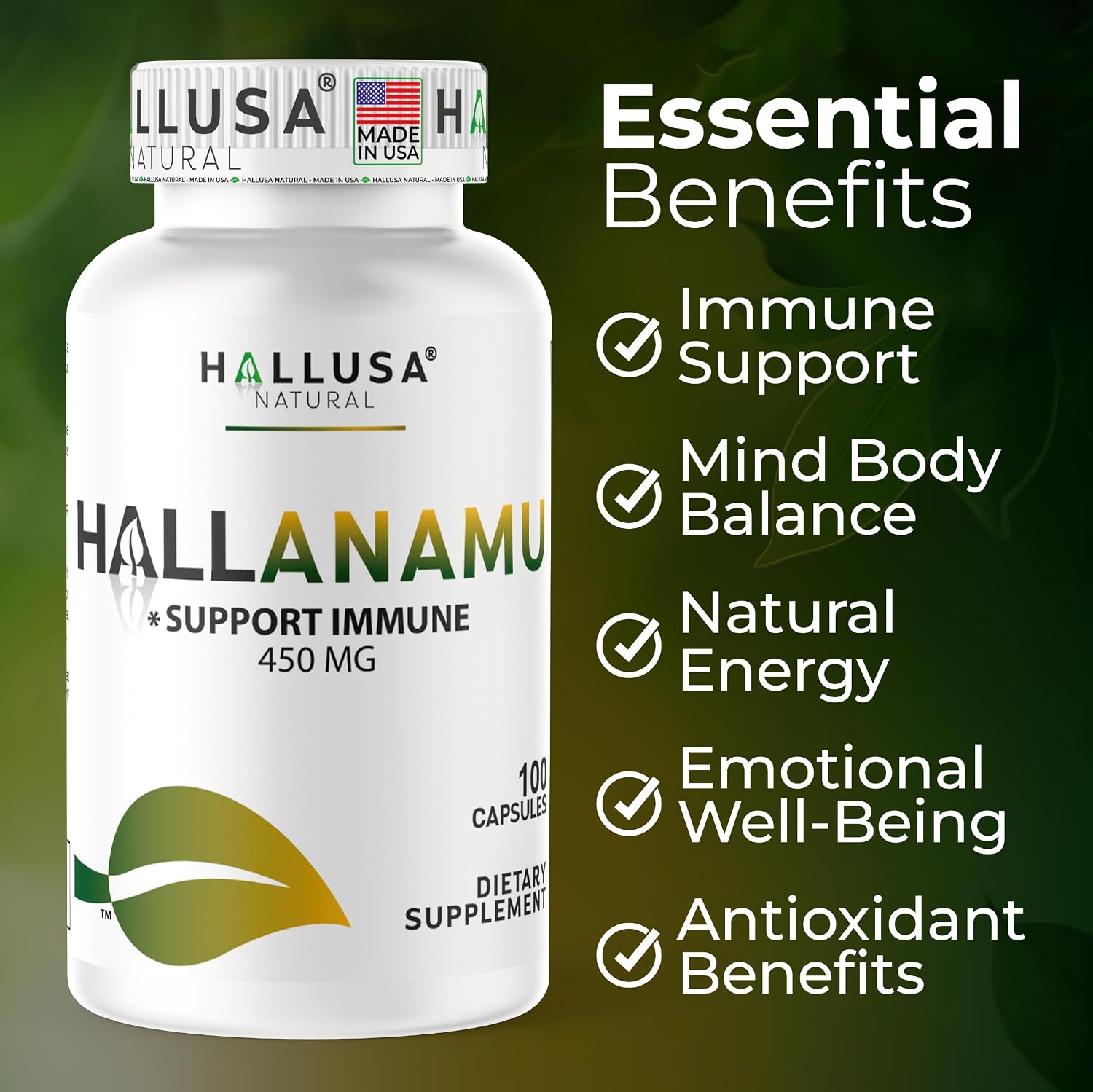 Anamu Orgánico 450 mg - Raíz de Petiveria Alliacea - 100 Cápsulas - Hallusa Natural