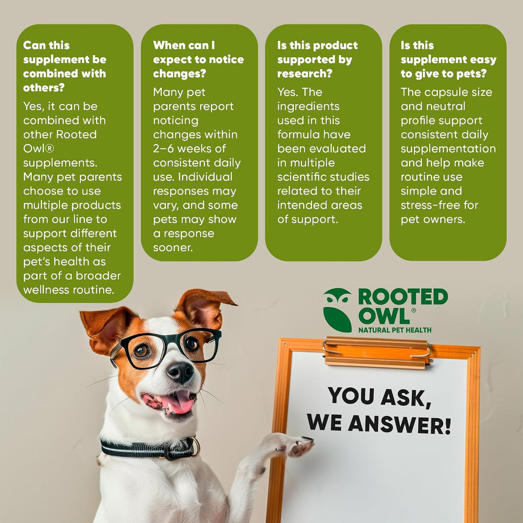 Rooted Owl® Blood Support para Perros y Gatos con Espirulina y Chlorella