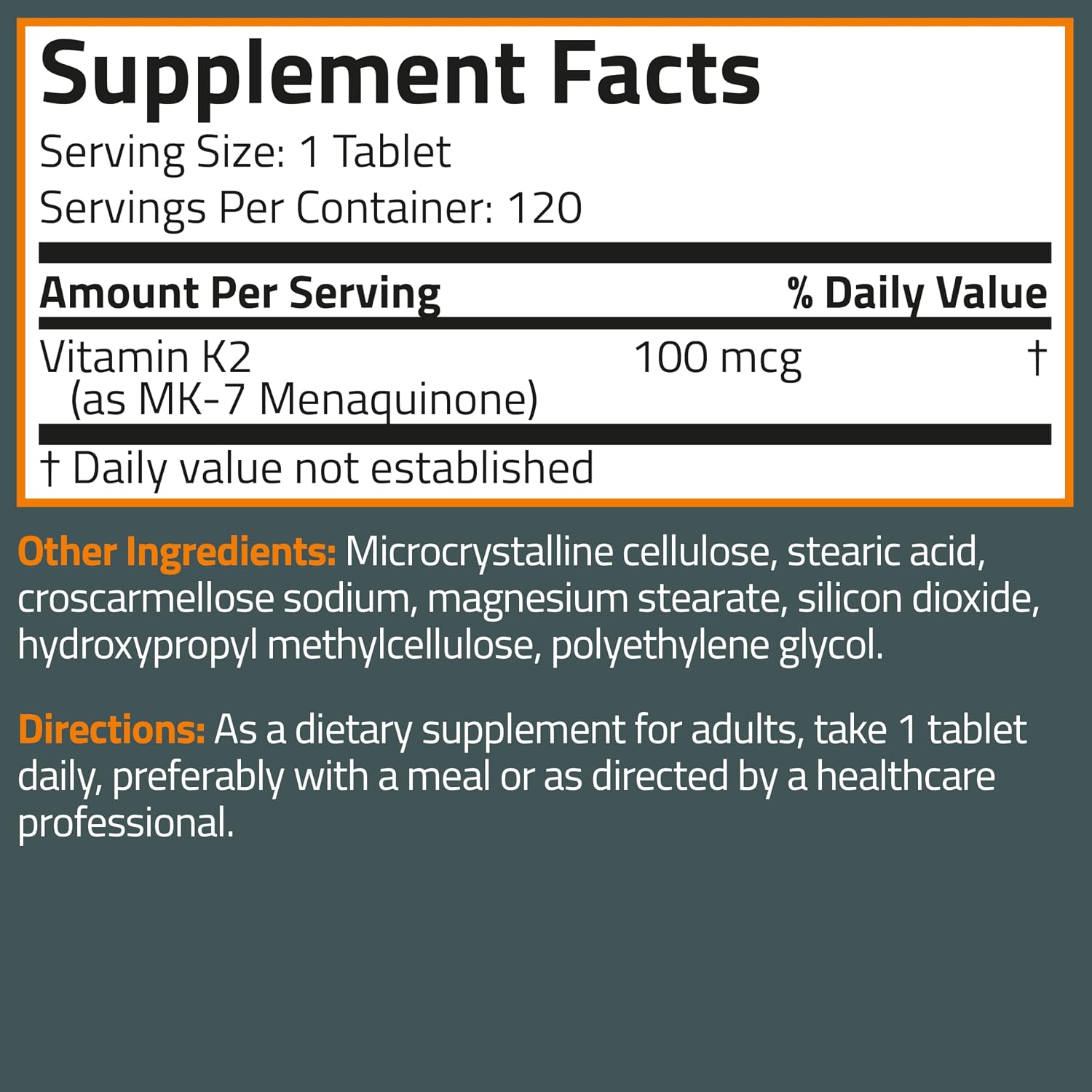 Bronson Vitamina K2 MK-7 100 mcg - 120 Comprimidos