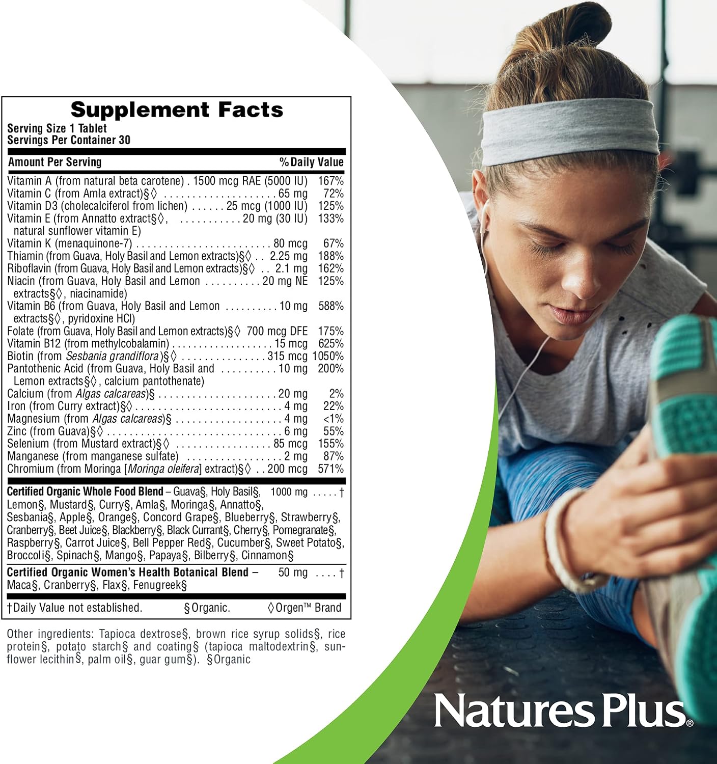 NaturesPlus Source of Life Garden Multivitamínico Diario para Mujeres - 30 Comprimidos