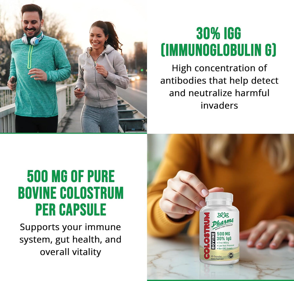 Suplemento de Calostro Bovino con 30% IgG - 60 Cápsulas