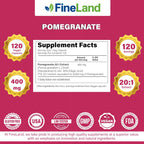 FineLand Extracto de Granada 20:1, 40% Ácido Elágico Estandarizado, Suplemento Antioxidante, 120 Cápsulas Veganas