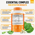 KTD BIOLABS Kids Height Growth Support Capsules – Fórmula de Desarrollo con Calcio, Vitamina D3 y Zinc – Apoyo Óseo y Nutricional para Niños y Adolescentes – Mezcla de Aminoácidos – 120 Cápsulas