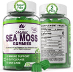 Sea Moss Gummies (2 Pack) - Gomitas de Musgo Marino Irlandés con Bladderwrack, Bardana y Vinagre de Manzana - Suplemento Superfood Vegano Sin Azúcar para Adultos y Niños