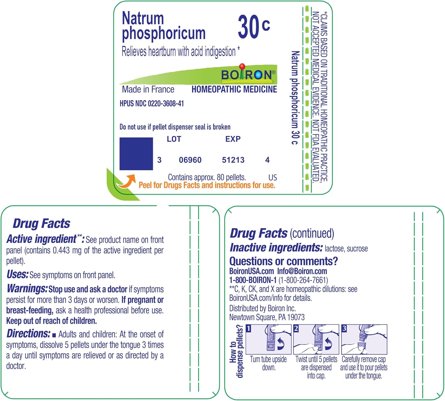 Boiron Natrum Phosphoricum 30C – 80 glóbulos – Remedio homeopático para la acidez estomacal
