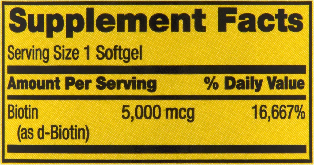 Spring Valley - Biotin 5000 mcg, Super Potency, 120 Softgels