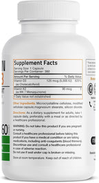 Bronson Vitamina K2 D3 (MK7) Complejo 2 en 1, 360 Cápsulas