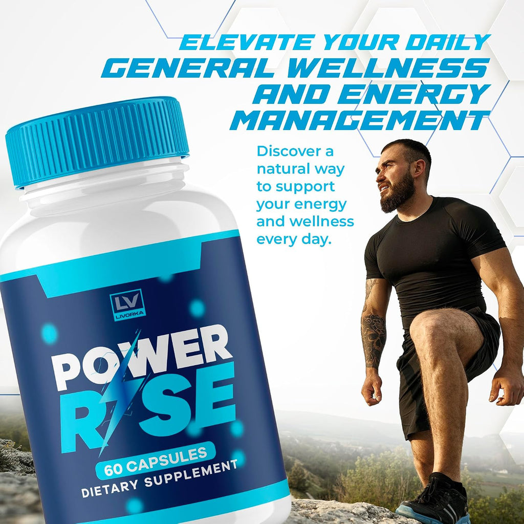 Power Rise Cápsulas - Fórmula Avanzada Natural, 60 Cápsulas para 1 Mes