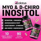 Zolotus Myo-Inositol & D-Chiro Inositol - Suplemento con Hierbas, 90 Cápsulas