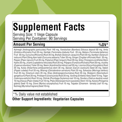 Mahasudarshan - Fórmula Ayurvédica Tradicional con 37 Extractos Herbales | 90 Cápsulas Vegetales, 800mg – Image 3