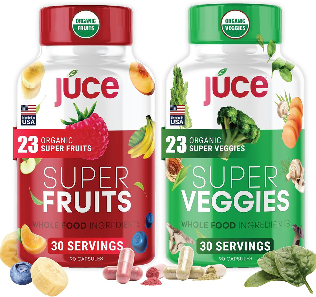 Juce Original Formula - Complemento Orgánico de Superfrutas y Verduras - 23 Frutas y 23 Verduras - 180 Cápsulas - Terra Kai Organics
