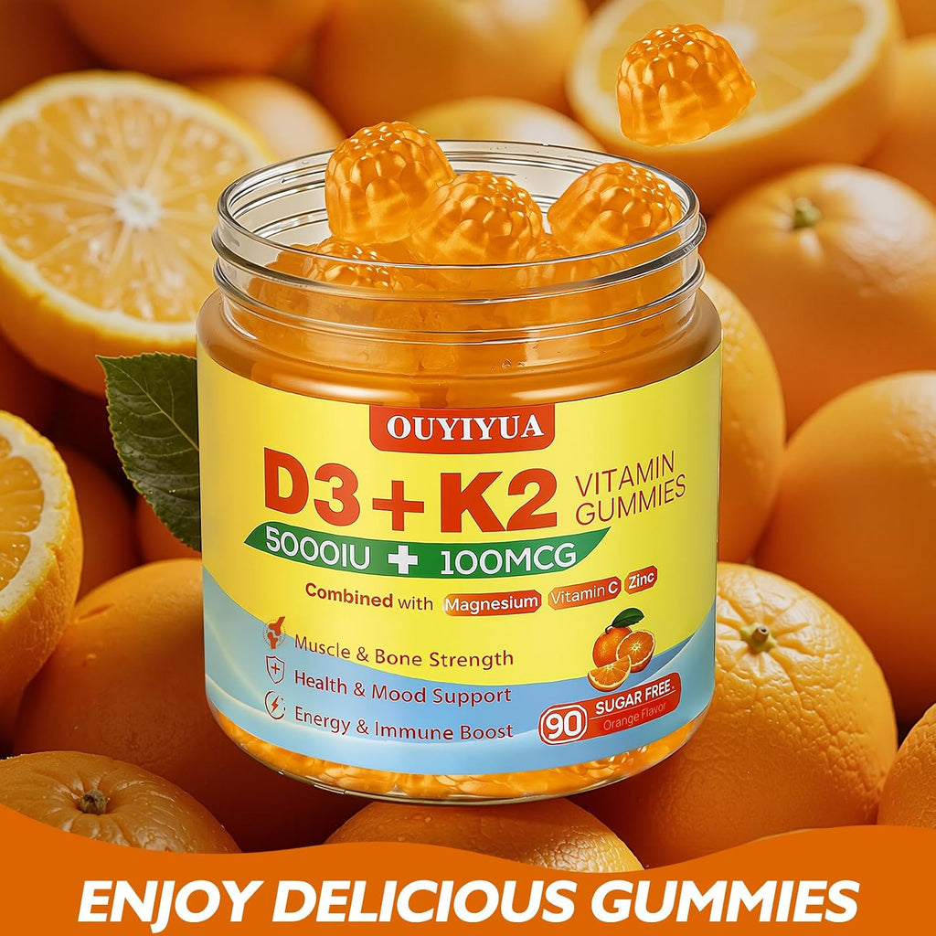 Gominolas de Vitamina D3 y K2 (MK-7) | 5000 UI D3 + 100 mcg K2 | 90 unidades