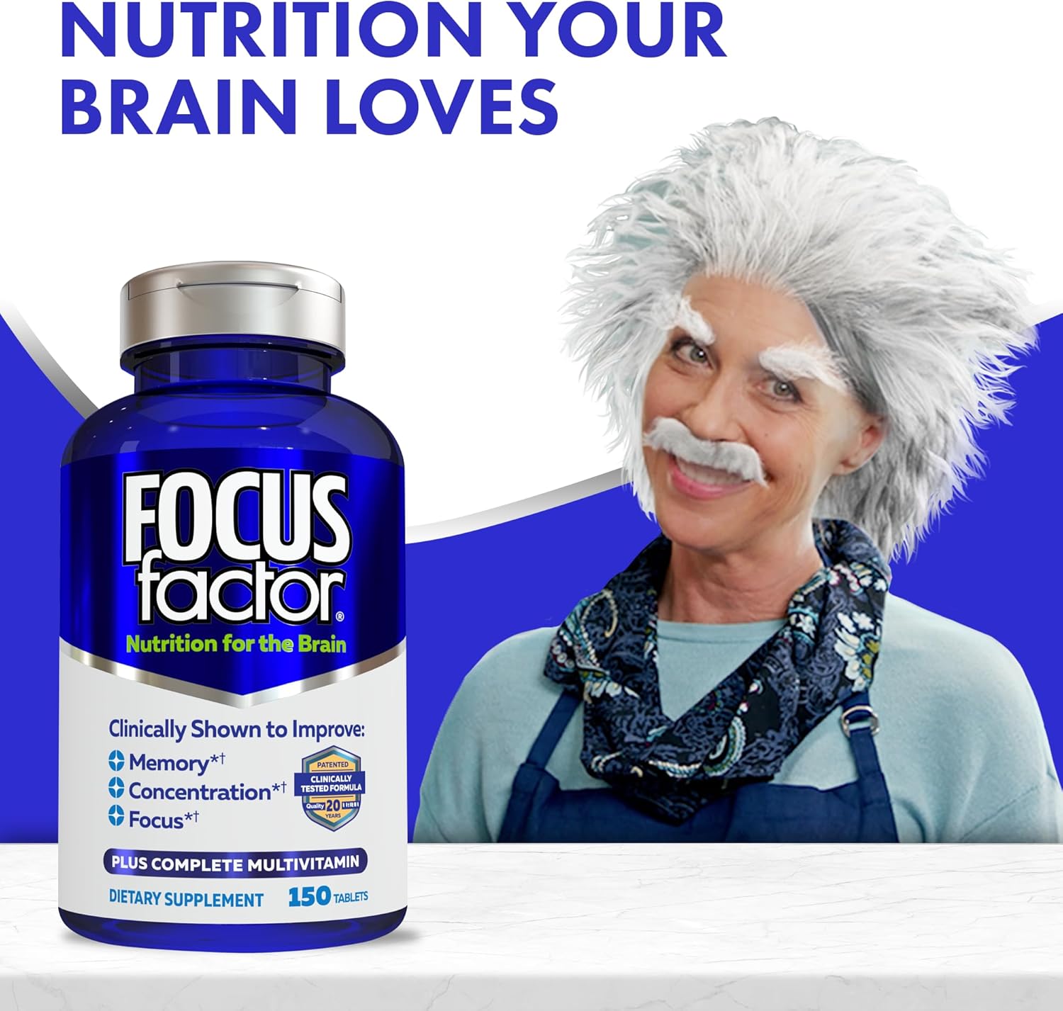 Focus Factor Nutrition for The Brain - Suplemento para la Memoria y Concentración con Multivitamínico Completo, 150 Comprimidos (Pack de 3)