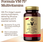 Solgar Formula VM-75, 90 Comprimidos - Multivitamínico con Minerales Quelados - Vitaminas A, B6, B12, C, D, E - Biotina, Magnesio, Calcio, Hierro, Zinc - Vegano, Sin Gluten, Sin Lácteos, Kosher