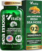 Cápsulas de Musgo de Mar Irlandés Silvestre con Bardana y Fuco - 60 Cápsulas Veganas - VitaUp