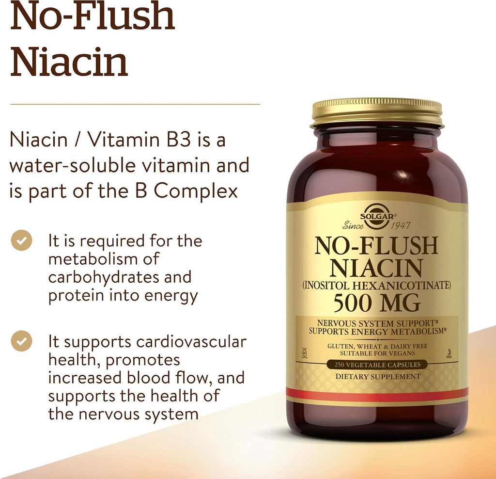 Solgar Niacina Sin Rubor 500 mg – 250 Cápsulas Vegetales