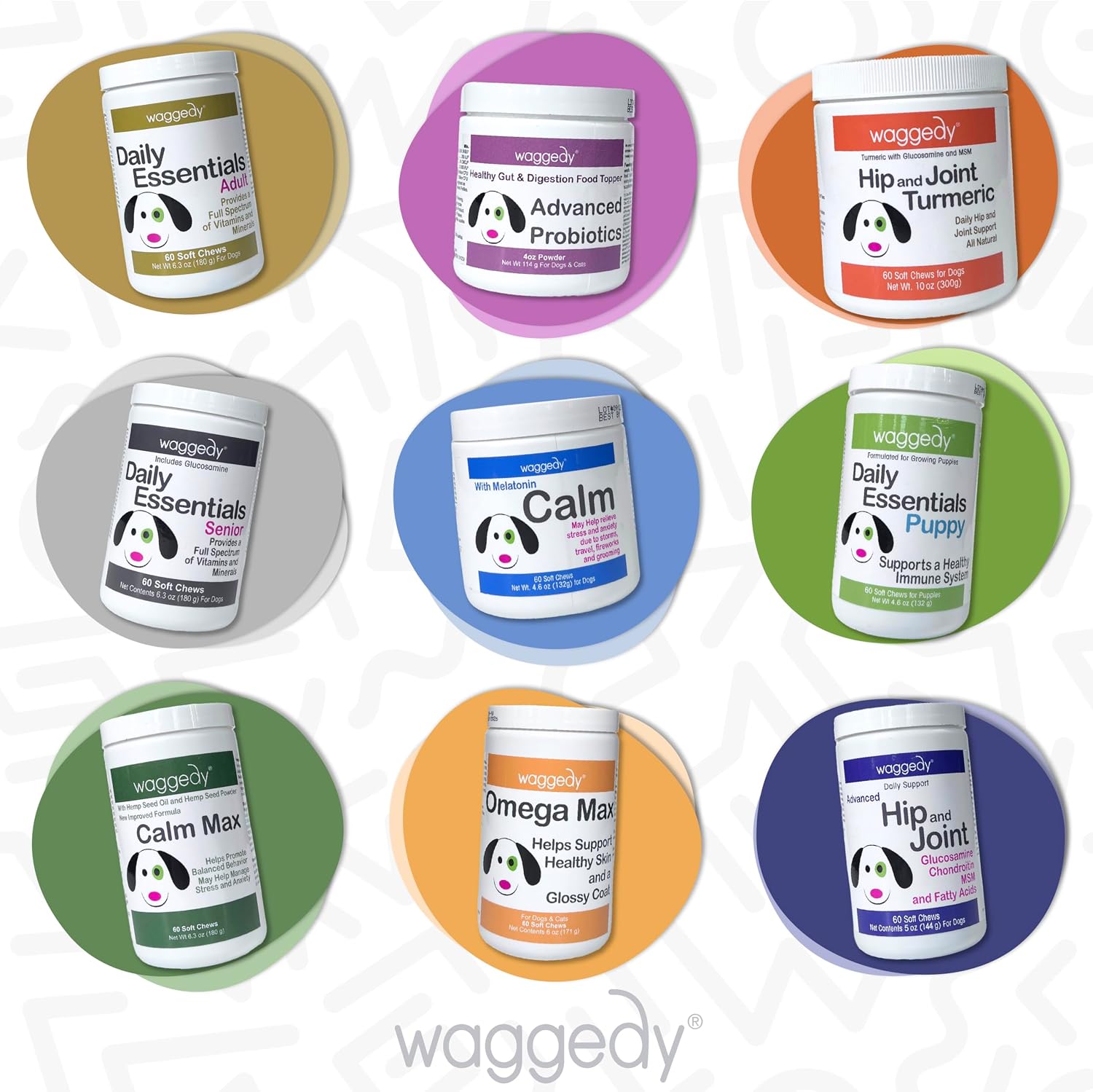 Waggedy Advanced Dog Probiotics Gut and Digestion Food Topper – Probiótico en polvo con enzimas digestivas y papaya – Probióticos suaves para perros de 6 semanas en adelante – Apoya el equilibrio intestinal, el confort y la salud inmunitaria