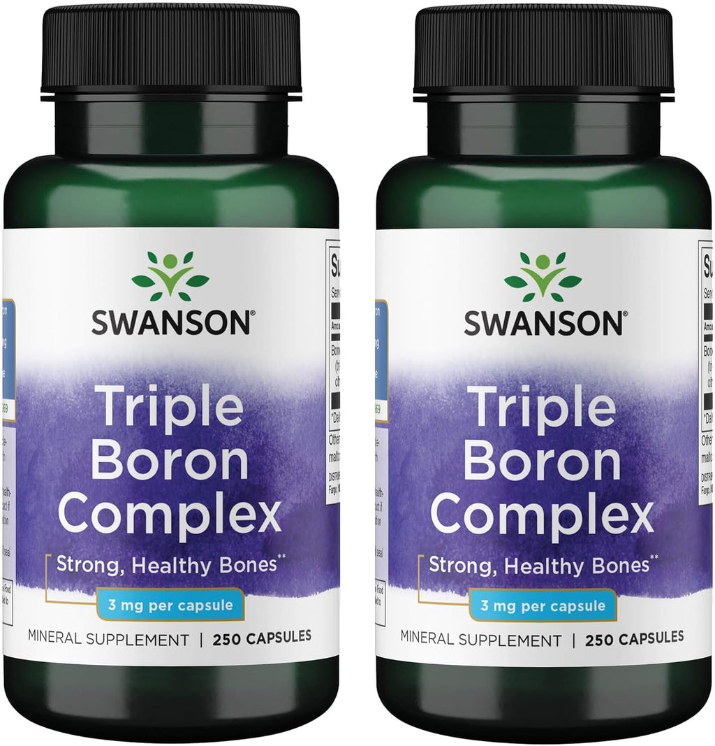 Swanson Triple Boron Complex - Complejo Triple de Boro - Citrato, Aspartato, Glicinato - 250 Cápsulas (Pack de 2)