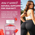 Natural BBL Gummies for Women Natural Curve, 60 Count Bear Shape Booty Gummies with Herbal Extracts & Multivitamins, Berry Flavor