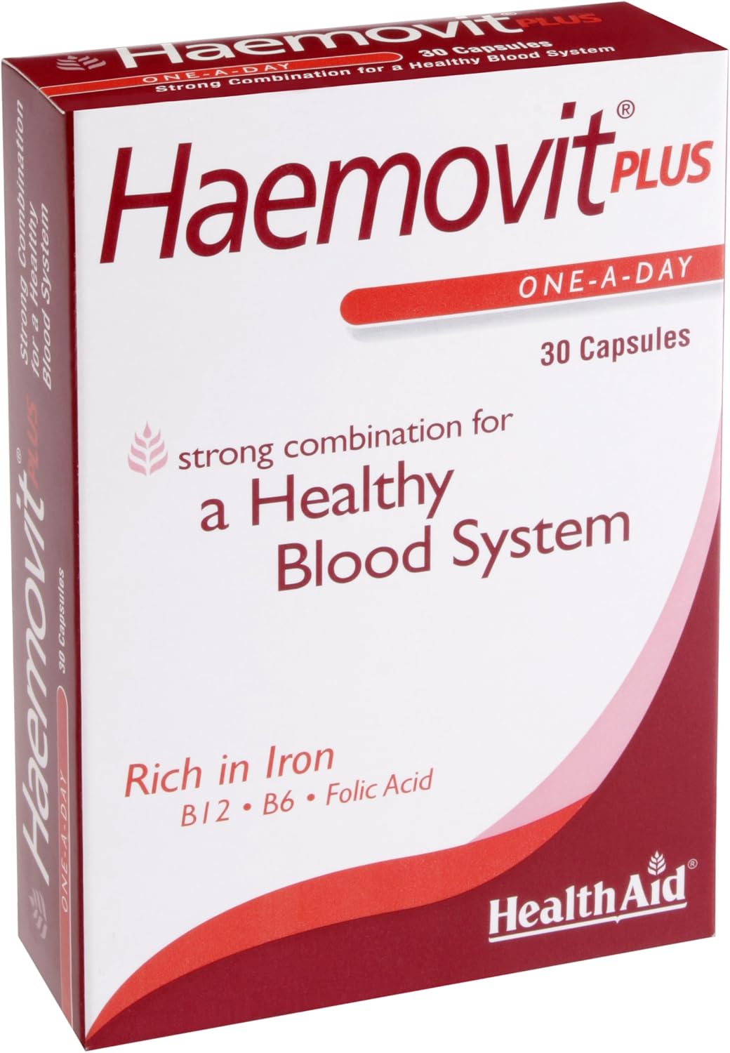 HealthAid Plus Hierro, Ácido Fólico y B12 - 30 Cápsulas