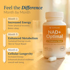 OPTINOURISH NAD+ Optimal - Suplemento NAD con NR 500mg, Pterostilbeno y Más - 90 Cápsulas