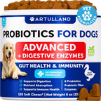 Probióticos para Perros - Apoya la Salud Digestiva, Piel con Picor, Alergias, Inmunidad, Equilibrio de Levaduras - Probióticos para Perros y Enzimas Digestivas con Prebióticos - Reduce Diarrea, Gases - 70 Masticables Probióticos para Perros