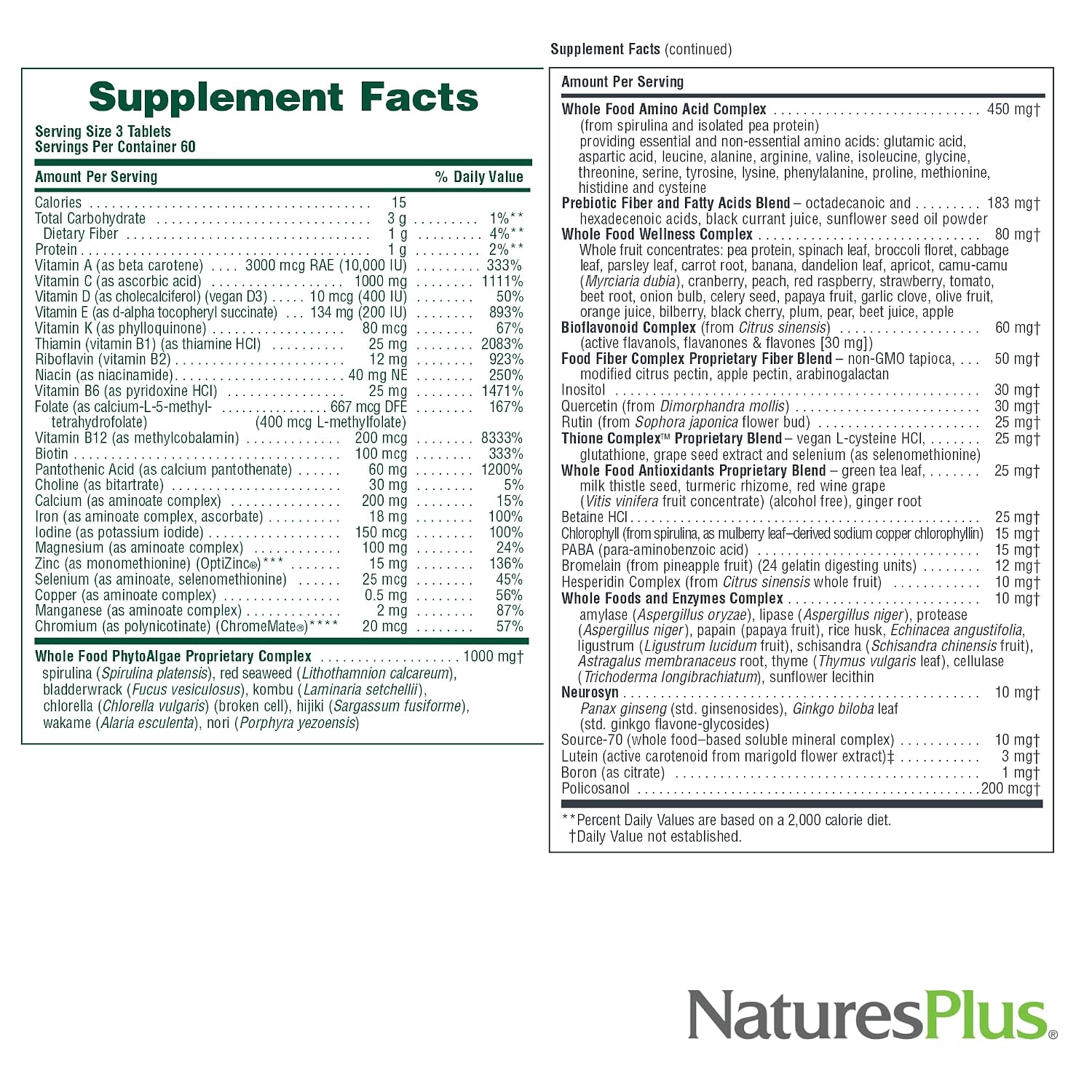 NaturesPlus Ultra Source of Life Multivitamínico - 180 Comprimidos