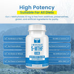 L-Metilfolato 10 mg | 90 Cápsulas | Complemento Bioactivo de 5-MTHF | LifeStrength