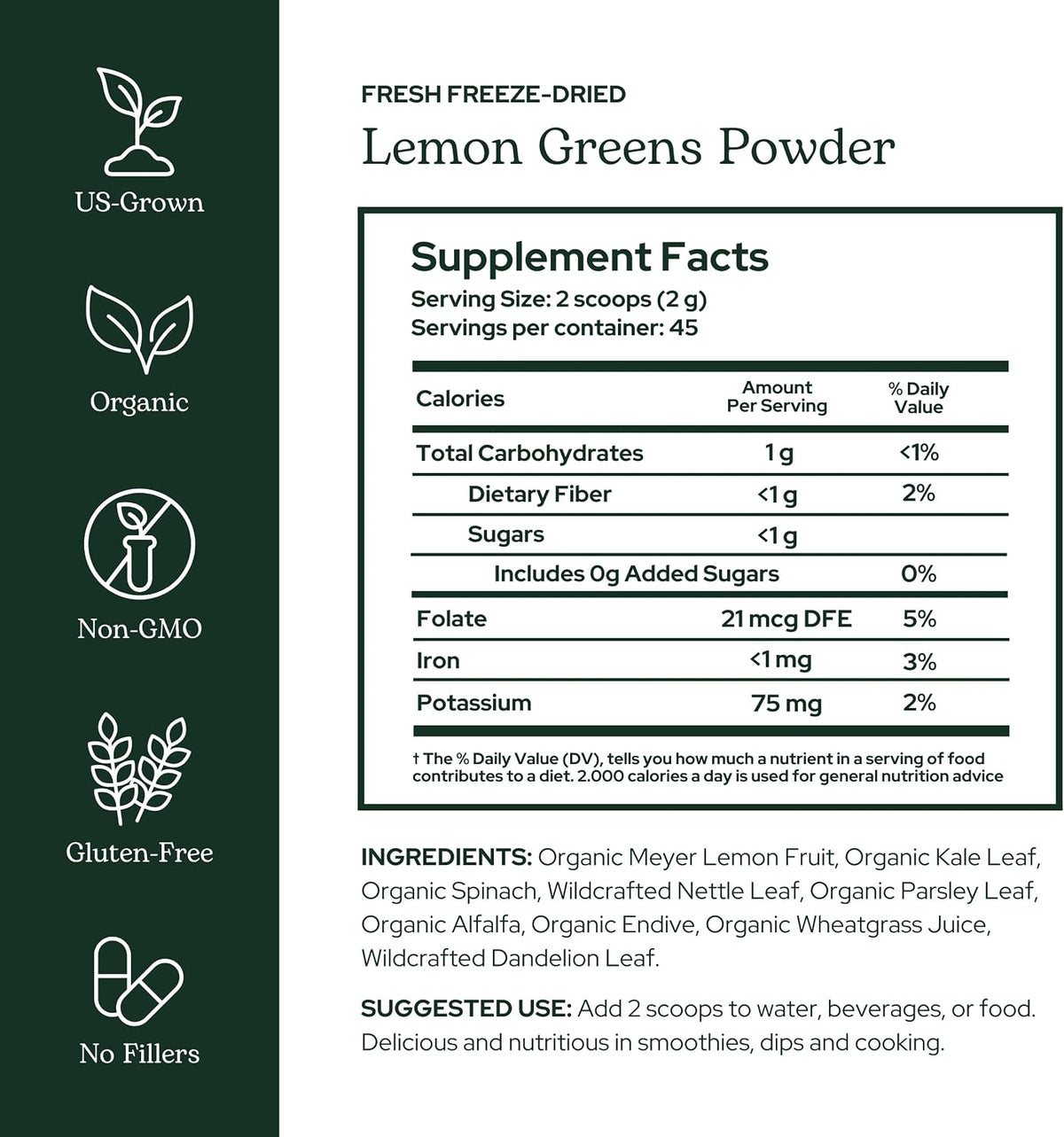 Eclectic Herb - Lemon Greens Powder: Mezcla de verduras y frutas ecológicas en polvo – Image 2