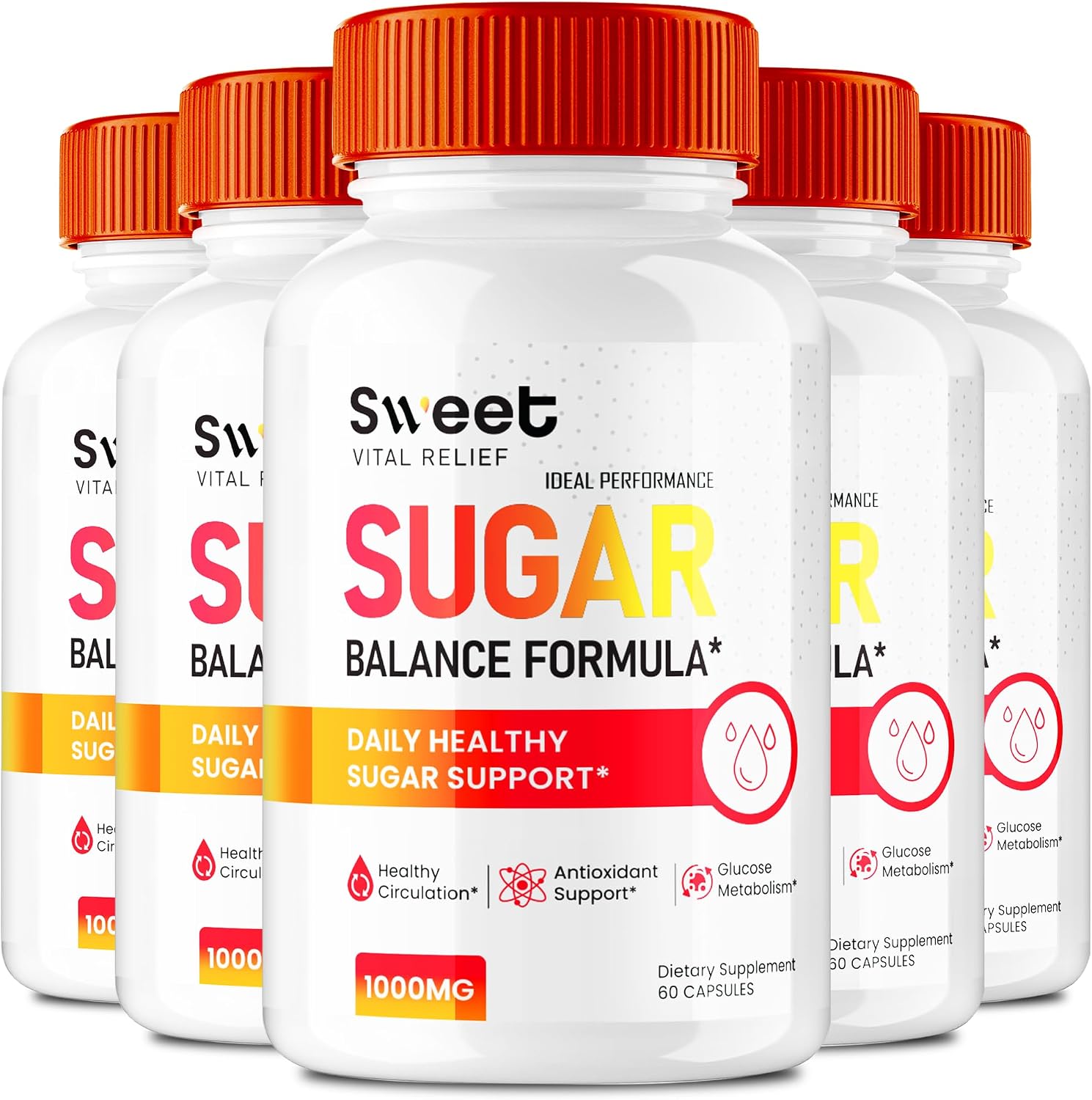 Sweet Vital Relief Blood Balance Formula - Fórmula Oficial de Apoyo para Circulación Saludable y Niveles Estables - 5 Paquetes