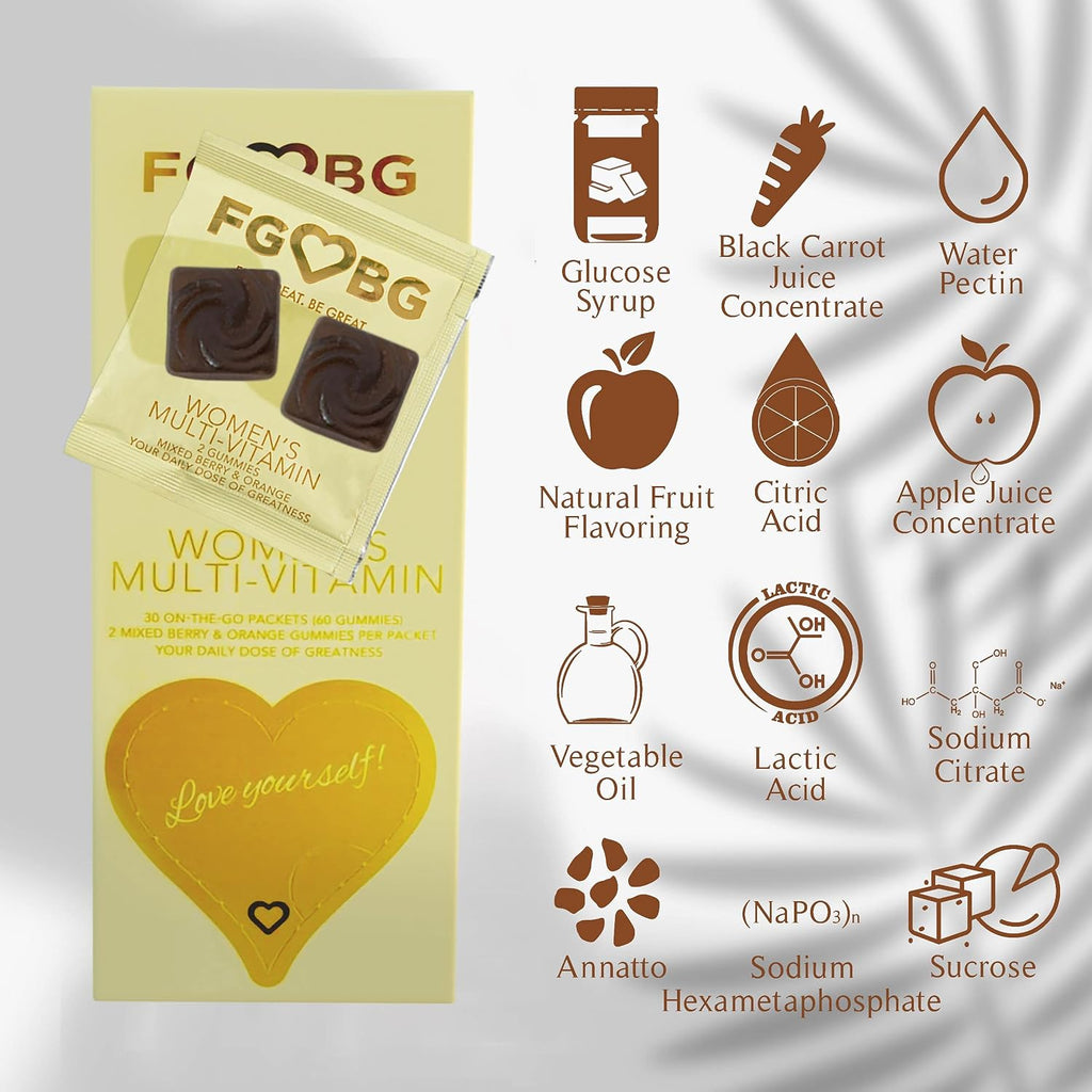 FGBG Gominolas Multivitamínicas para Mujeres – Fórmula Completa Vegana – 30 Días de Suministro