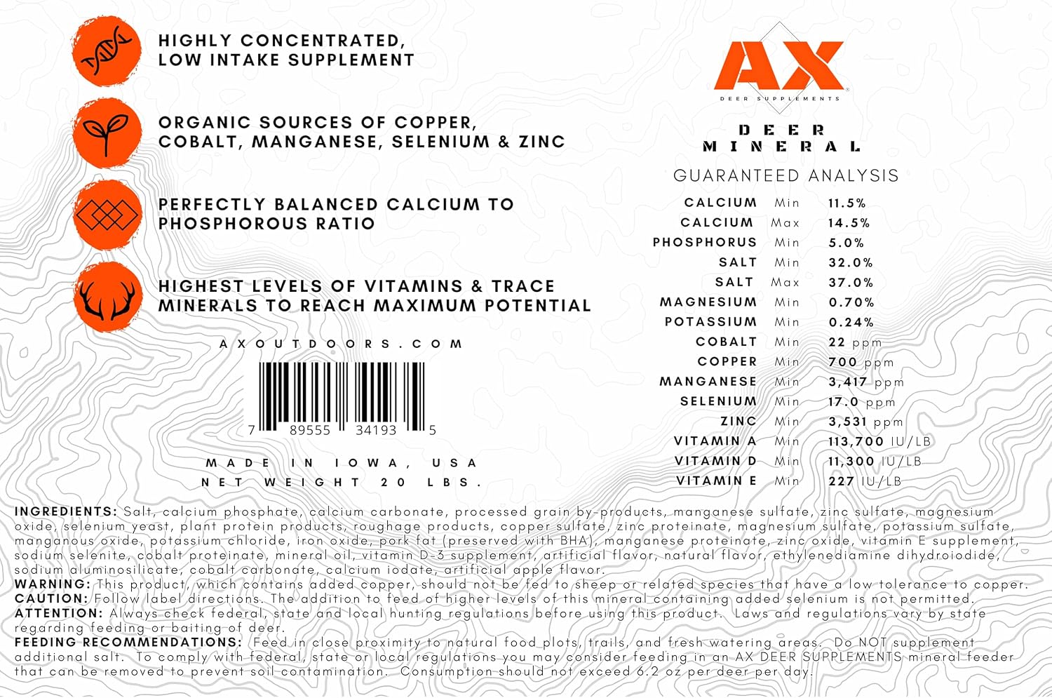 Terra Products Co. AX Deer Mineral - Antler Xcelerator para Ciervos (9 kg)