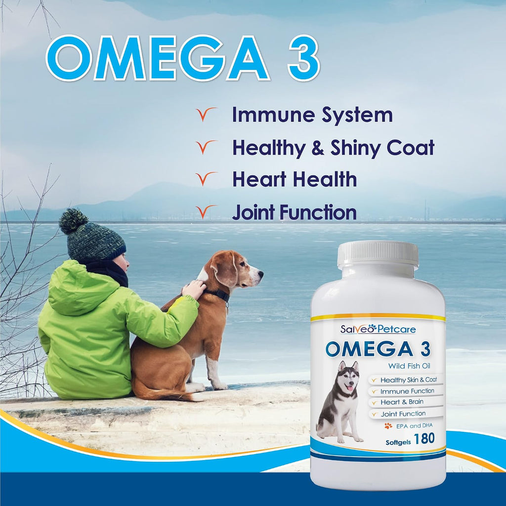 Omega 3 Aceite de Pescado para Perros - 180 Cápsulas - Salveo Petcare