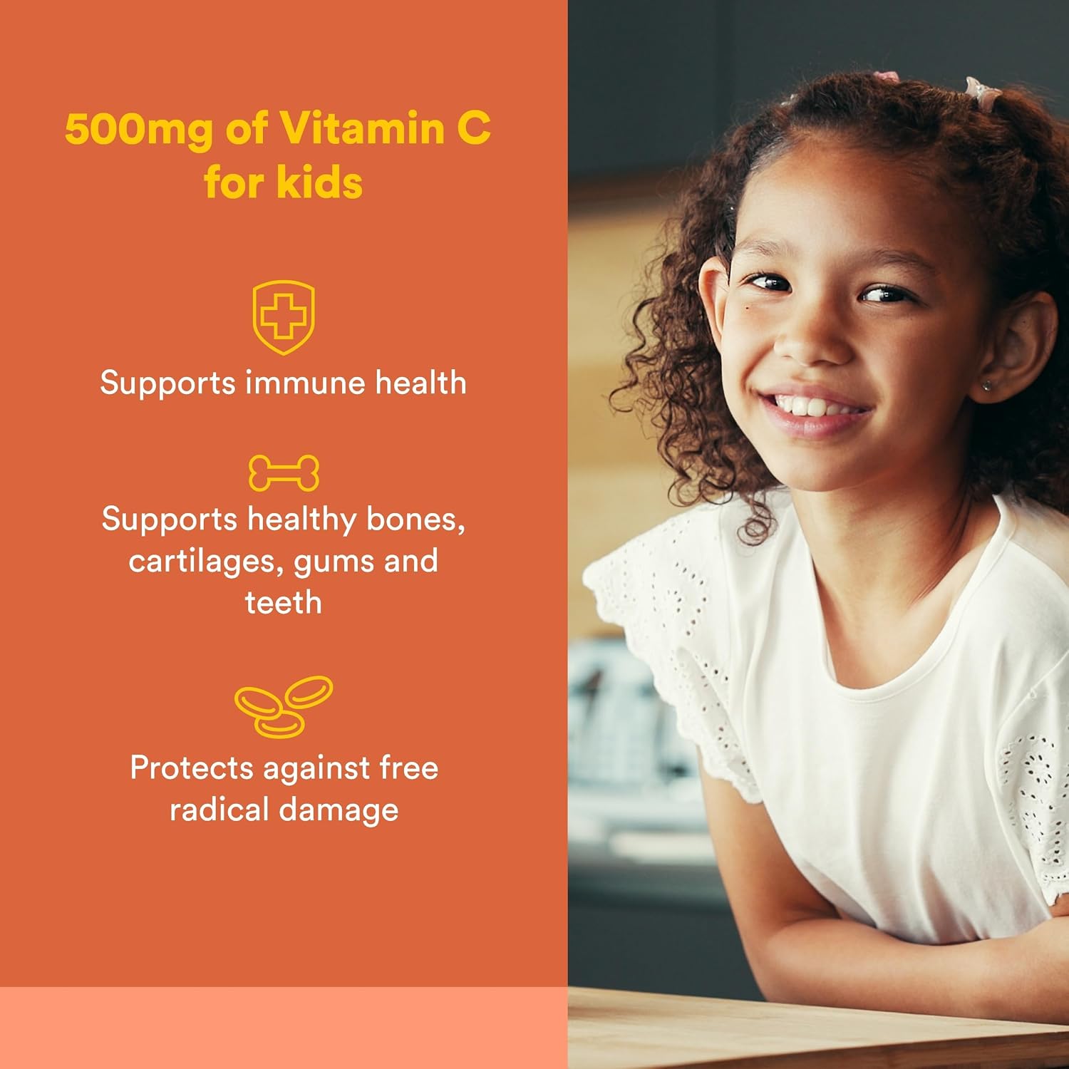 Natural Factors, Vitamina C Masticable para Niños 500 mg, con Bioflavonoides, Sabor Melocotón, Maracuyá y Mango, 90 Comprimidos