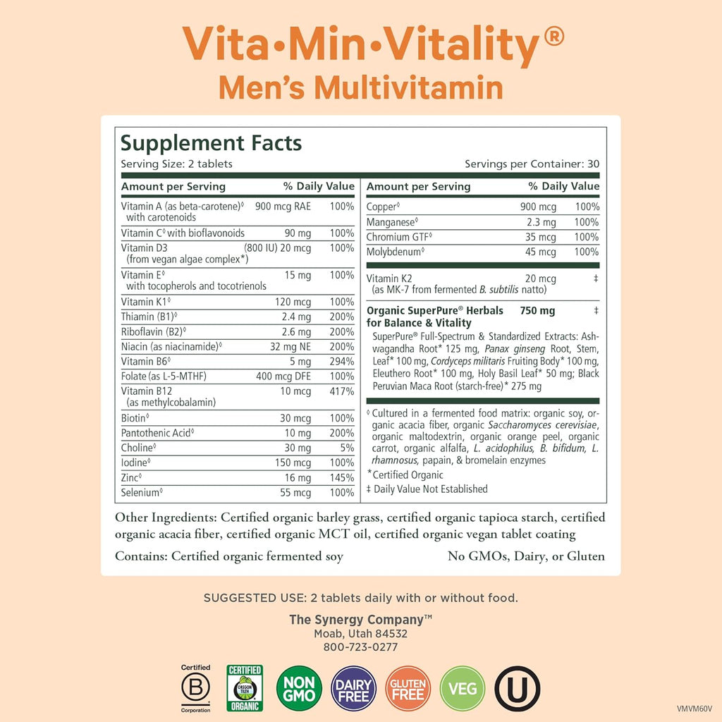 Vita·Min·Vitality Multivitamínico Natural para Hombres (60 Comprimidos)