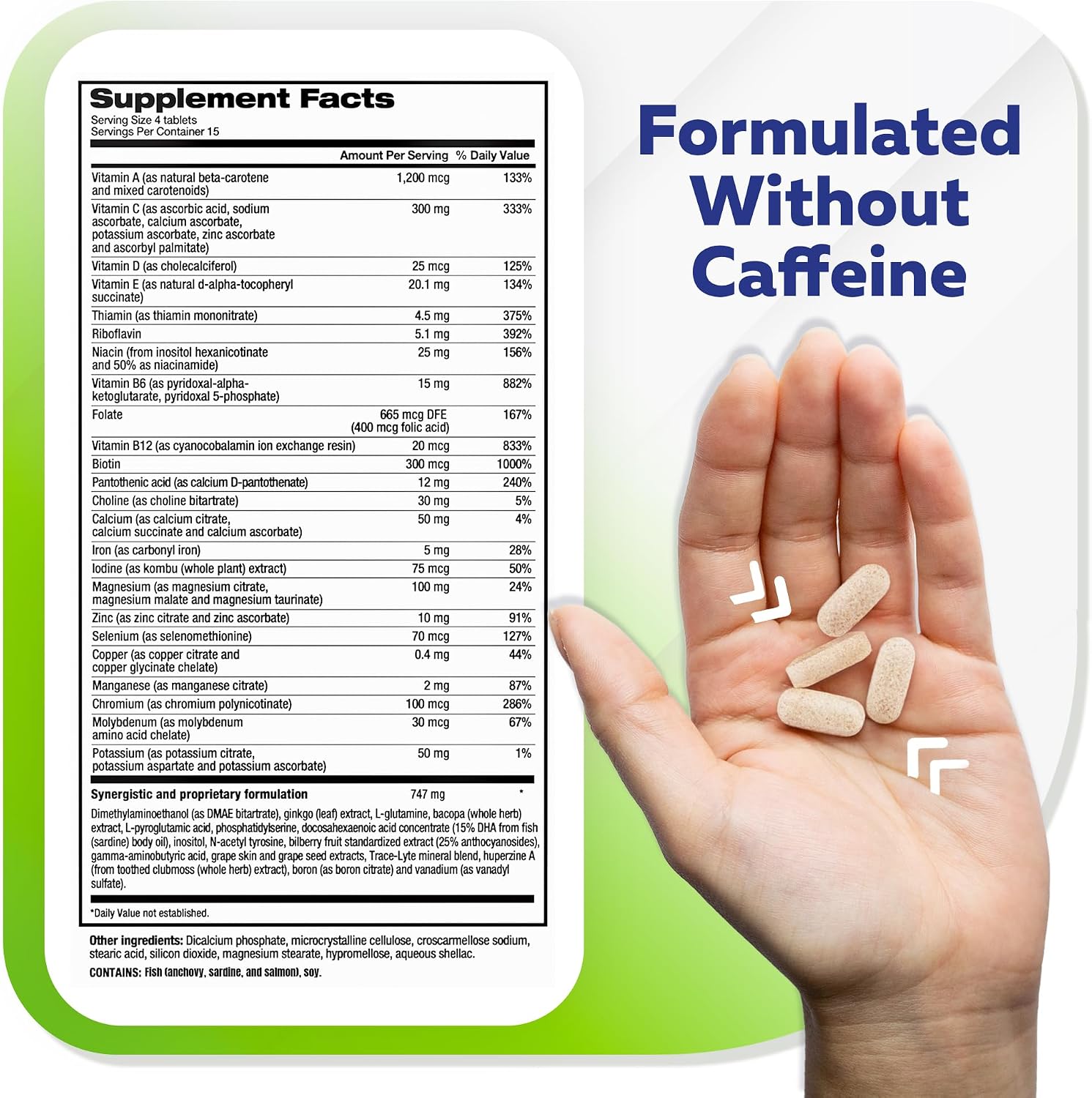 Focus Factor Adults Extra Strength, 120 Comprimidos - Suplemento para la Memoria, Concentración y Enfoque - Multivitamínico Completo con DMAE, Vitamina D, DHA