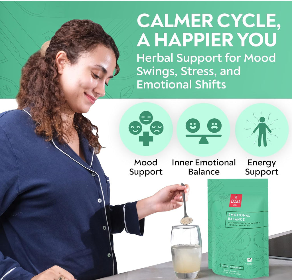D'AO Labs Emotional Balance - Polvo efervescente para el equilibrio emocional - Sabor manzana y pepino - 30 sobres individuales