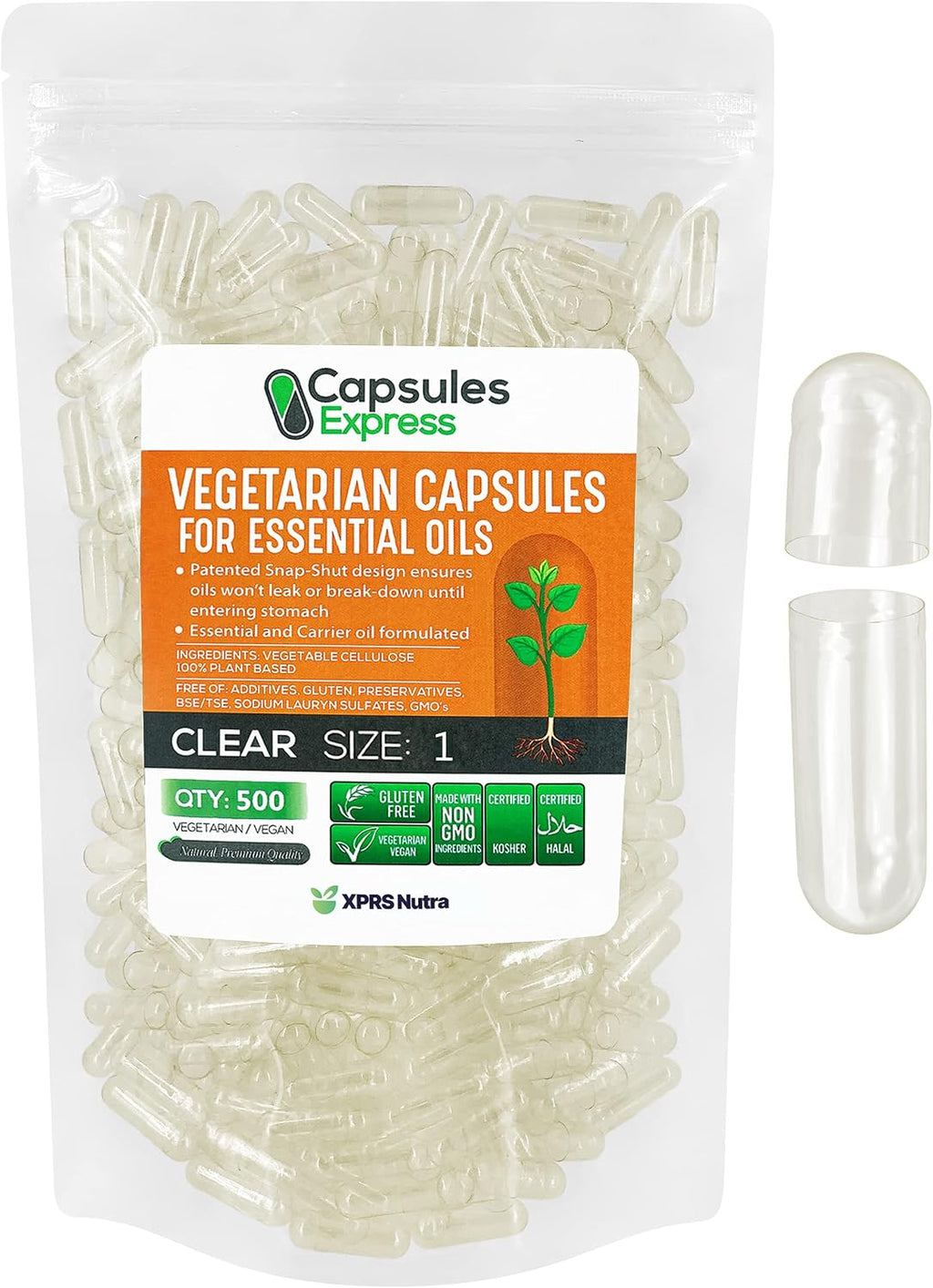 XPRS Nutra Cápsulas Veganas Vacías Tamaño 1 - 500 Unidades