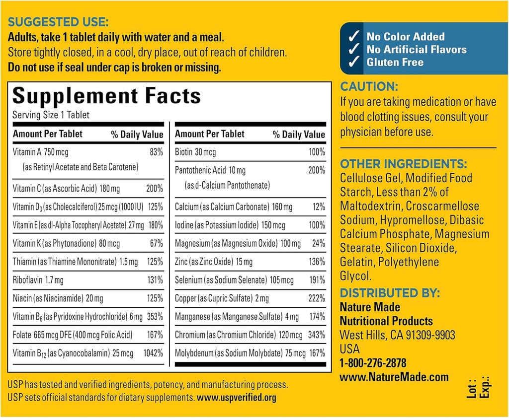 Nature Made Multi for Him 50+ Multivitamínico para Hombres, 90 comprimidos (Paquete de 2)