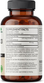 Futurebiotics Vitamina K2 con D3, 2 en 1, 5000 UI Vitamina D3 y 90 mcg Vitamina K2 MK-7, 120 Comprimidos