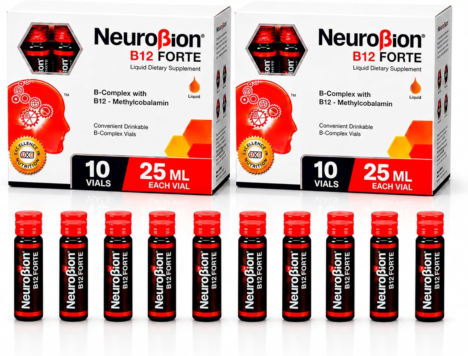 Neurobion Forte Vitaminas B12, B6, B1, B2 y Niacina - 20 Viales Orales de 10 ml - Complejo B Líquido para Energía y Sistema Nervioso