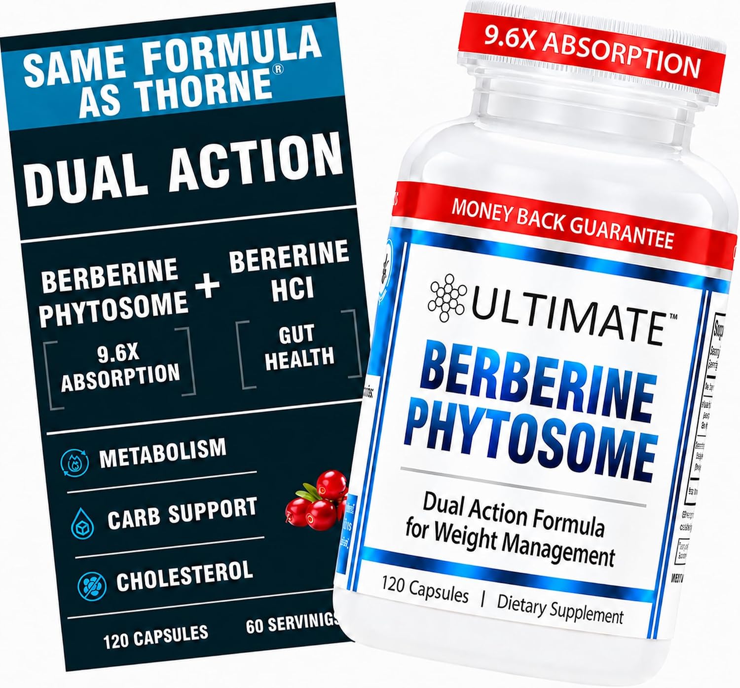 Ultimate Berberine Phytosome - 9.6X Absorción - Salud Metabólica Después de los 40