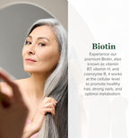 Biotina (Vitamina B7) 1000 mcg - Suplemento Orgánico para Cabello, Piel y Uñas