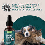 Animal Essentials Brain Awake Fórmula de Apoyo Cognitivo para Perros y Gatos, 30 ml