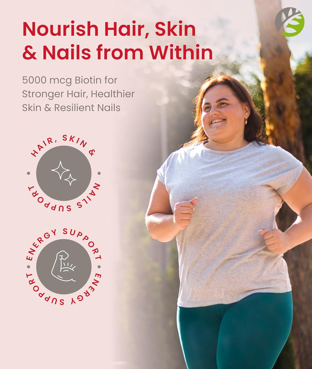 BariSlim Biotina 5000 mcg Gomitas - Suplemento de Biotina para el Cabello, Piel y Uñas - Fácil Digestión - Sabor Fresa Natural - 90 Gomitas