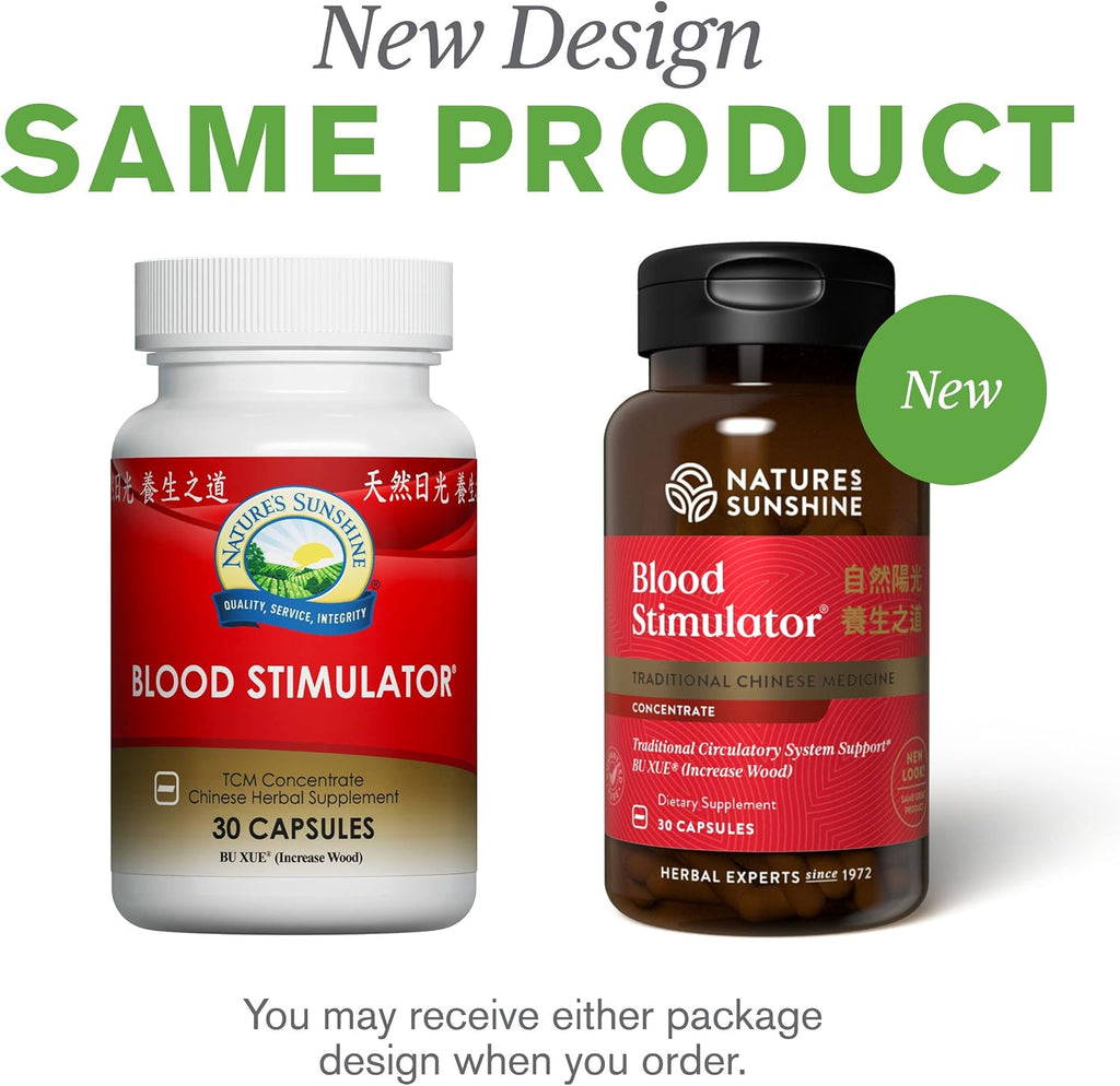 Nature's Sunshine Blood Stimulator Concentrado TCM, 30 cápsulas | Contiene 18 hierbas chinas para el apoyo de la sangre, el hígado, las glándulas y la circulación